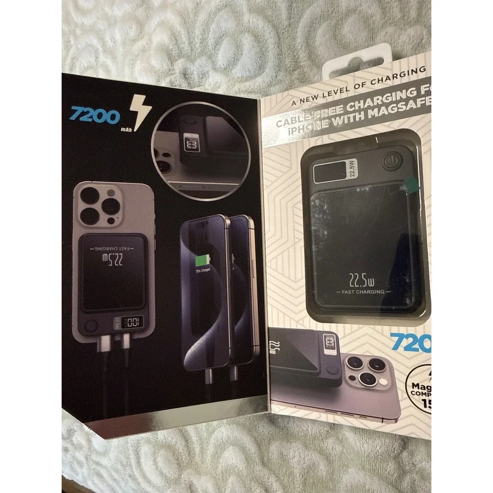 LAX 7200mAh Magnetic Wireless Charging Power Bank 22.5W USB-C PD Black MAGPD22B